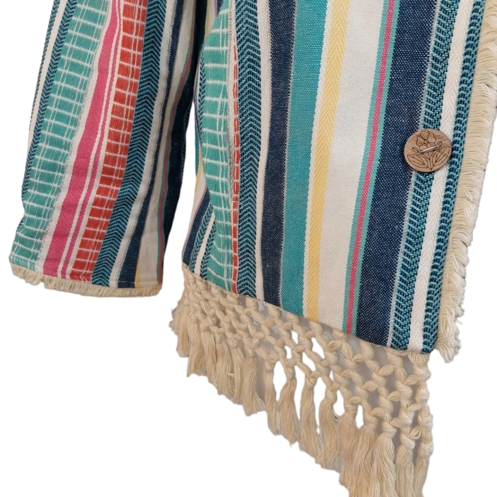 Multiples Striped Patchwork Blazer Boho Hippie Ch… - image 2